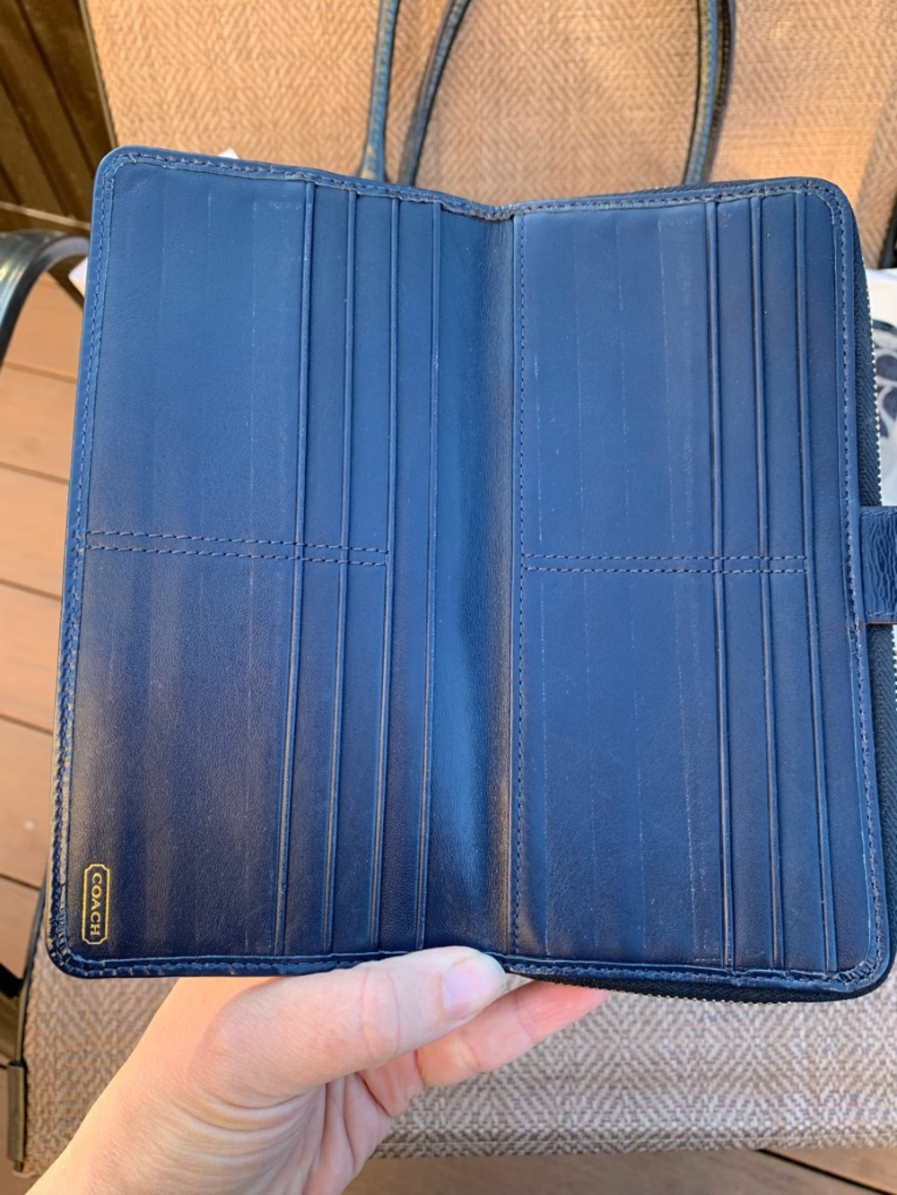 Coach 12573 denim blue and Gray Signature Bleeker Tote Bag with matching wallet - Picture 10 of 16